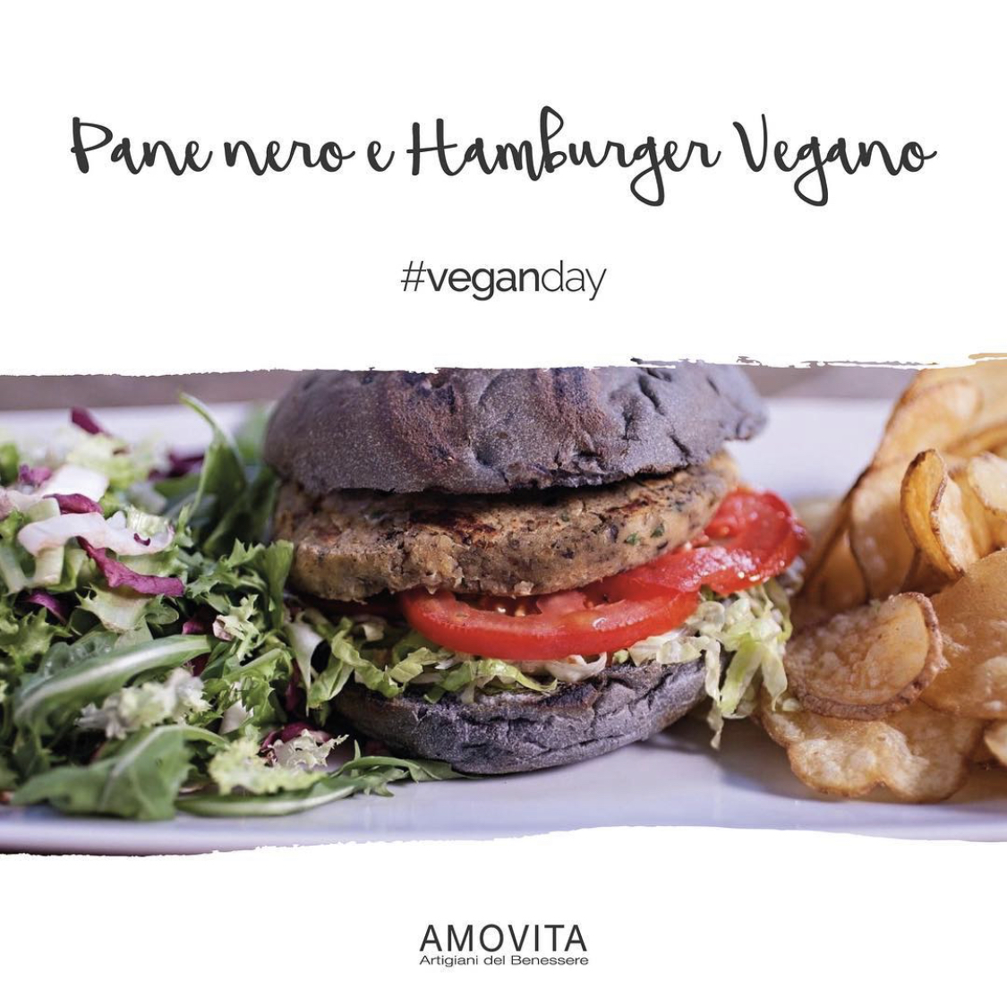 pane nero e hamburger vegano